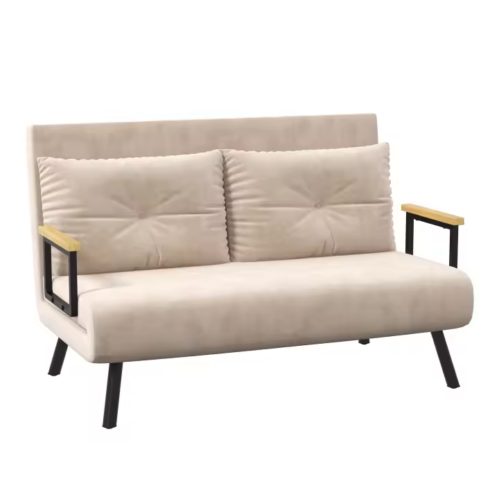 HOMCOM Sofá Cama Convertible 3 en 1 Sillón Cama de 2 Plazas Plegable con Respaldo Ajustable de 5 Niveles y 2 Almohadas Acolchadas para Oficina Dormitorio Salón 102x73x81 cm - 1