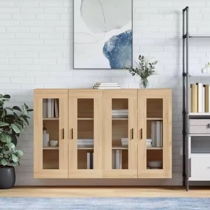 vidaXL Armarios de pared 2 uds madera de ingeniería roble Sonoma - 1