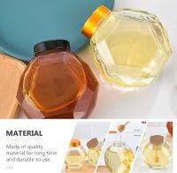 2 piezas de tarro de miel en forma de hexágono tarro de miel tarro de almacenamiento de miel de vidrio con recipiente transparente contenedor de alimentos para la cocina del hogar (380Ml) - details 3