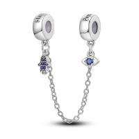 Cadena De Seguridad Platinada De Plata Con Bolas Para Pulsera Original Joyería Hecha a Medida Clip De Estopilla Charm Adecuado Para Joyería - details 6