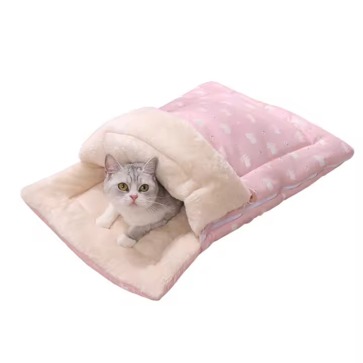 Cama Para Gato Suave Y Cómoda Con Piso Desmontable Y Diseño Plegable Para Almacenamiento Fácil De Bolsas De Sueño Para Gatos Y Perros - 1