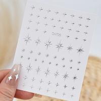 6 Hojas De Estampados De Uñas Metálicos Plateados Con Estrellas 3D Y Cadena De Metal Decoraciones Adhesivas Para Uñas - details 5