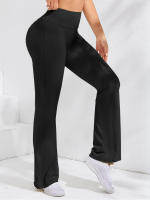 Leggings De Perna Ancha Para Mujer High Waist Yoga Fitness Gimnasio Deportes Casual Slim Elastic Waist Nylon SPANDEX Sin Bolsillos - details 10