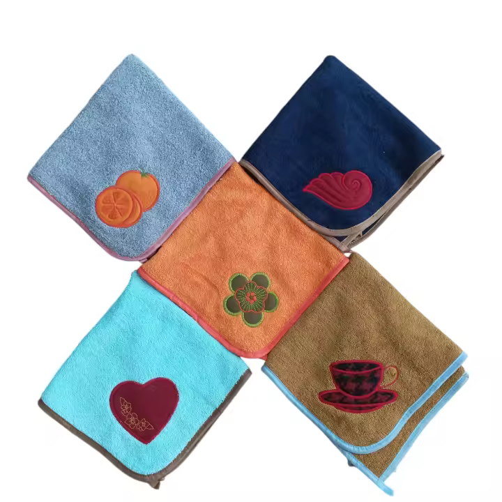 LIABABYLOVE, PACK DE 6 PAÑOS DE COCINA 100X100 ALGODON, EN COLORES SURTIDOS, GRAN CALIDAD. CON DIBUJO BORDADO. SECAN BIEN, MEDIDA 50 X 50 CENTIMETROS, PAÑOS DE COCINA DE RIZO, COLORES ALEATORIOS. CON GANCHO PARA COLGAR. - 1