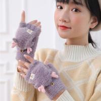 Guantes De Navidad Con Reino Para Mujeres Y Niñas Estilo Plegable Mitad Dedo Llenos De Terciopelo Y Poliéster Unisex - details 16