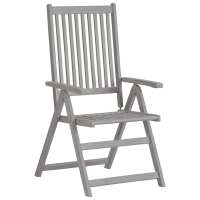 vidaXL Sillas de jardín reclinables 2 uds madera maciza de acacia gris - details 1