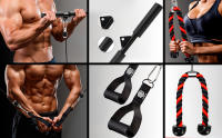 ManiBoom Polea Gimnasio Casa Multifuncional - Kit de Poleas de Musculacion Ajustable con Accesorios Barra 2 en 1 + Cuerda Triceps + Asas - Maquina Home Gym - Rack Pared Multigym con todos los accesorios - details 4