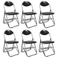 vidaXL Sillas de comedor plegables 2 uds cuero sintético y acero negro - details 0