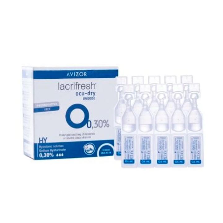 Avizor Lacrifresh Ocu-Dry 0.30%. Monodosis gotas oculares. 20 ampollas 0,4 ml de gotas oculares para aliviar los síntomas de la irritación ocular.