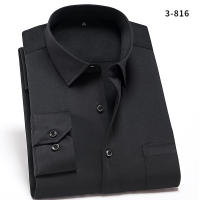 Camisa Social Para Hombre Antirugas Con Bolsillo Cuello En V De Moda Casual Para Oficina Blanco Talla S-4XL Camisa Larga De Poliéster Y Spandex - details 9