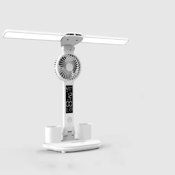 Lámpara De Mesa Recargable Para Estudio Con Ventilador Luz De Lectura LED Y Display De Reloj Lámpara De Lectura LED Contemporánea ABS PP/Plástico Recargable - 1