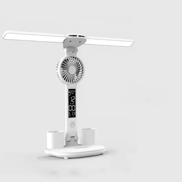 Lámpara De Mesa Recargable Para Estudio Con Ventilador Luz De Lectura LED Y Display De Reloj Lámpara De Lectura LED Contemporánea ABS PP/Plástico Recargable - 1