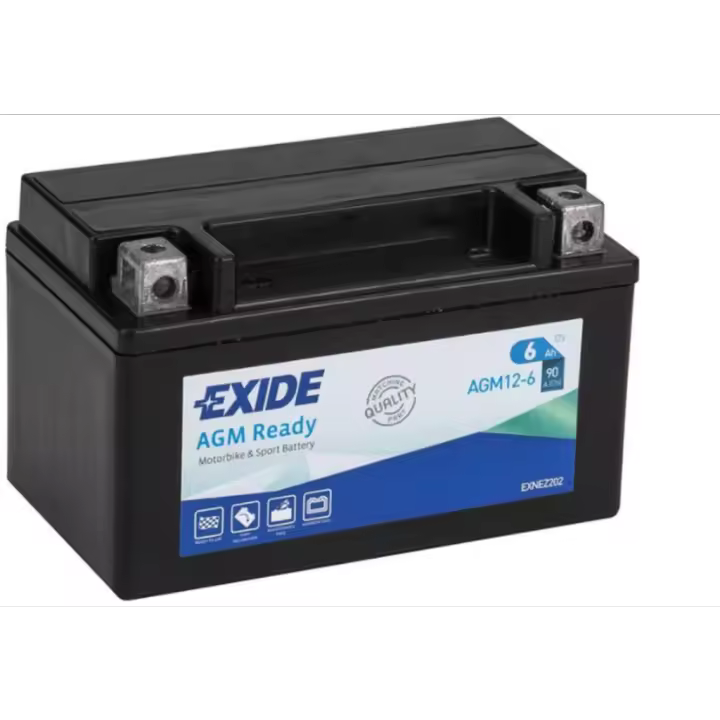 Batería Exide AGM12-6 Moto 12V Agm Ready. 12V - 6Ah/90A (EN) (150x87x93mm) - 1