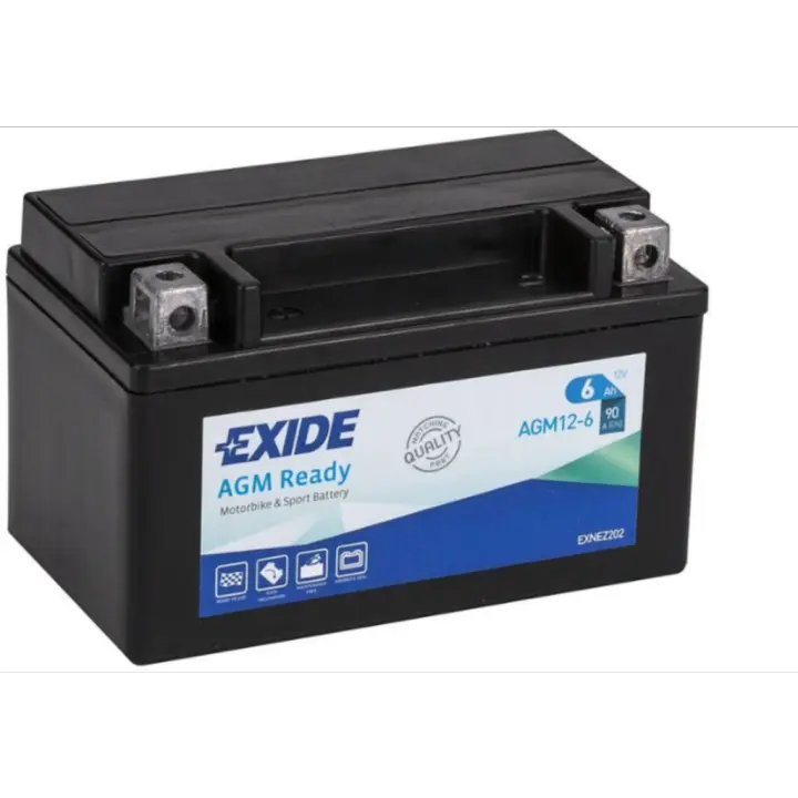 Batería Exide AGM12-6 Moto 12V Agm Ready. 12V - 6Ah/90A (EN) (150x87x93mm) - 1