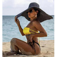 Sombrero De Playa Para Mujer Grande Y Plegable Con Protección UV Sombrilla De Verano De Paja Estilo Casual Para Bodas - details 4