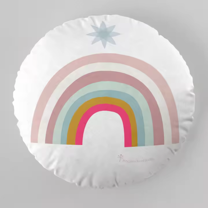 COJIN REDONDO INFANTIL CON RELLENO HEI CIRCLE 8 40 CM DIAMETRO HACIENDO EL INDIO FABRICADO EN ESPAÑA - 1