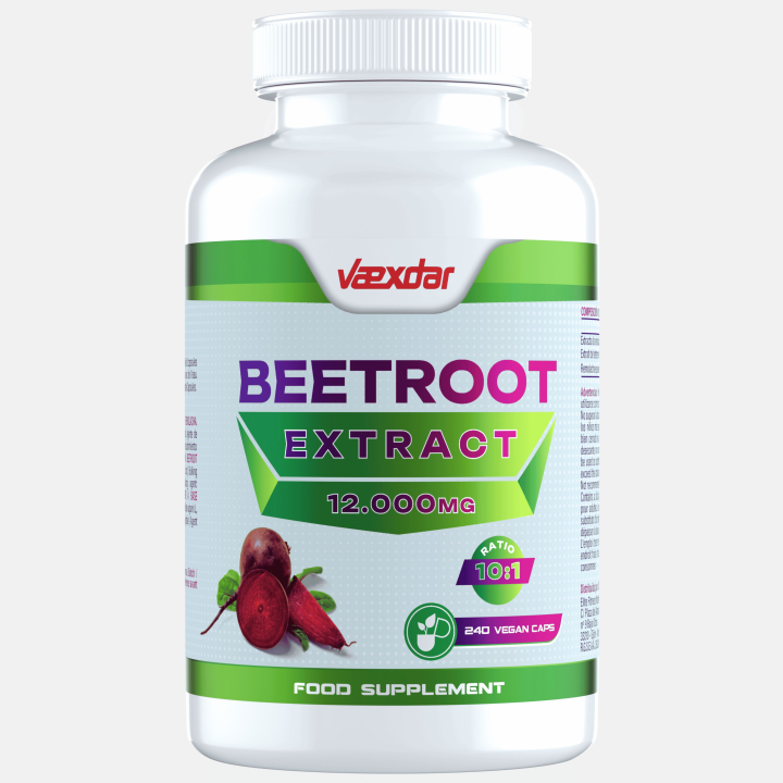 Extracto de Remolacha 12.000 mg - Beetroot Extract 10:1 - 240 Cápsulas Vegetales - Vaexdar Supplements