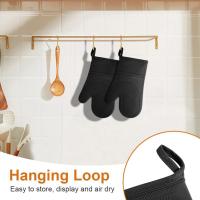 1 Par Gris Guantes para Horno, Silicona Resistente al Calor 446 °F Manoplas Horno Antideslizantes, Guantes Horno Cocina, Hornear Cocinar Barbacoa Microondas, 2 Manteles Aislados Oven Gloves - details 6