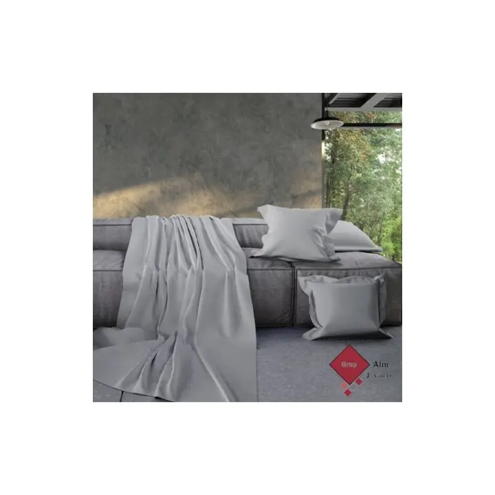 COLCHA FOULARD DE ALGODÓN GRIS LISO KIVI DE MANTEROL FM-KIVIGRIS Manterol 8414723637429 - 1
