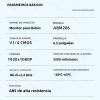 Monitor De Bebé WiFi 1080P HD Con Vídeo Remoto Y Luz Nocturna Nanny Visión Nocturna HD Lullabies Temperatura Cámara Móvil APP 4.3" - details 9
