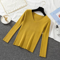 Suéter Zoki Para Mujer De Manga Larga Cuello En V Estilo Básico Casual Otoño Invierno Suave Elástico Solido Ajustado - details 10