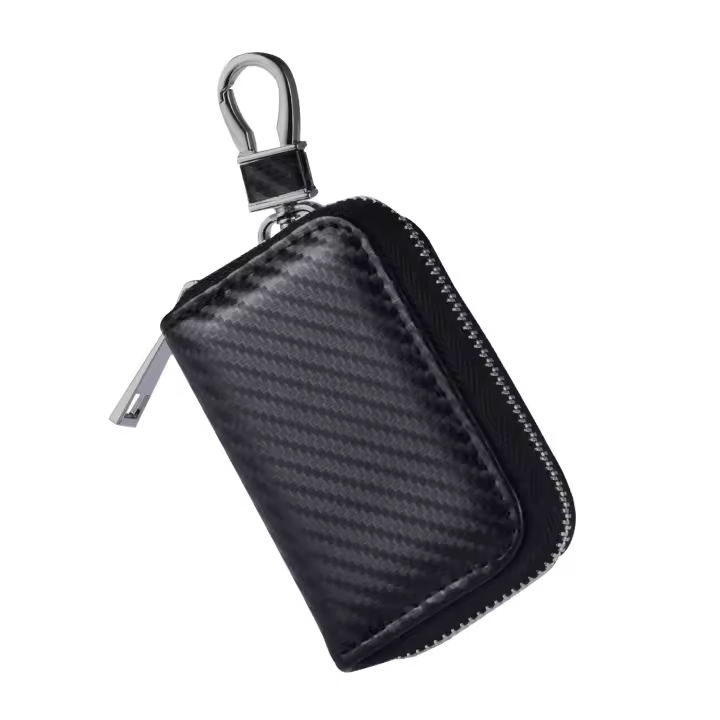 Bolsa De Bloqueo De Señal Para Llaves De Coche PU Cuero Antirrobo Anti-Hackeo Cremallera RFID Shielded Faraday Box Para Auto - 1