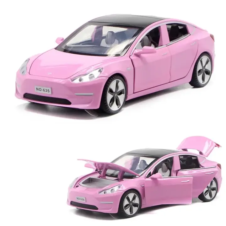 Modelo De Coche Tesla Modelo 3 a Escala 1:32 De Aleación Y Metal Con Sonido Y Luz Regalo Para Niños Colección E126 - 1