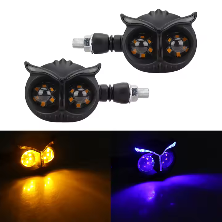 2PCS Luz De Señal De Motocicleta Estilo Águila Doble Color Faro Moto Luz delantero/Atrás Para Conducción - 1