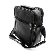 Bolso bandolera de piel para hombre, color Negro, tamaño 21x26x10 cm, Correa ajustable para el hombro. - details 2