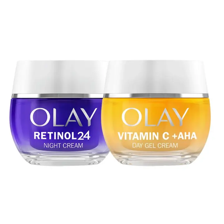 Olay Regenerist Retinol24 Crema Hidratante De Noche, Reduce Líneas De Expresión En 14 Noches + Olay Vitamin C + AHA 24 Para Un Tono De Piel Visiblemente Más Luminoso Y Uniforme, 50+50ml - 1