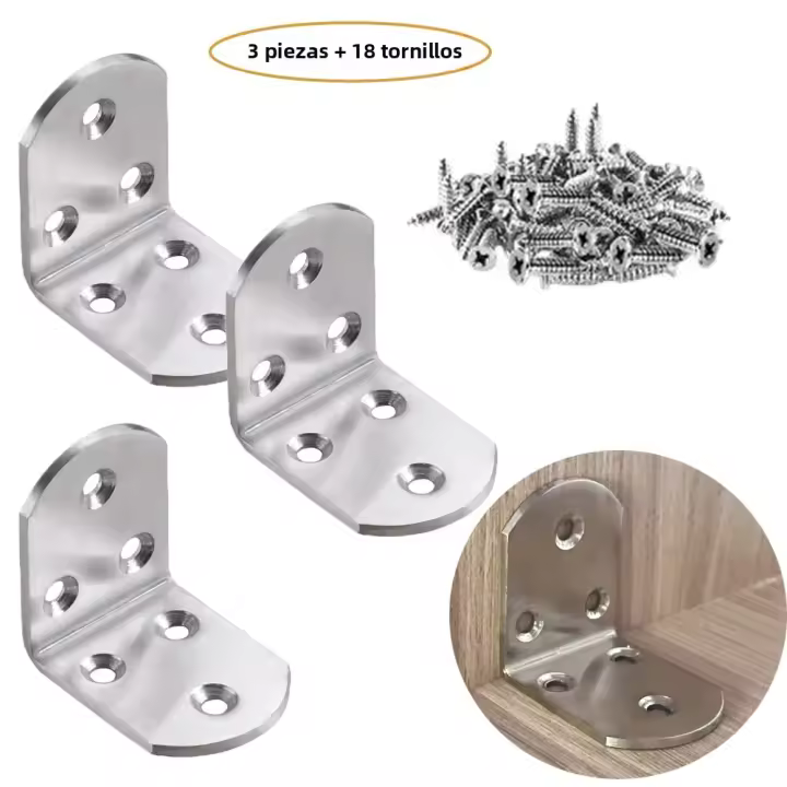 Soporte De Esquina De Acero Inoxidable Resistente Para Muebles Y Armarios Conectar Angulo Derecho Reforzador De Madera - 1