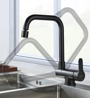 Grifo De Cocina Montado En Pared Negro Con Filtro De Agua Salida Pulida Doble Manera De Instalación Material De Latón Cerámico - details 4