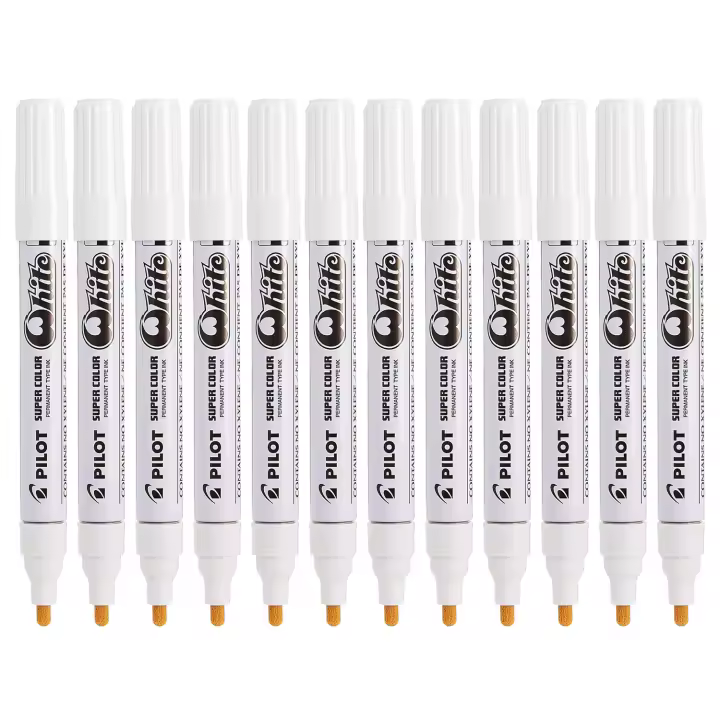 Pilot Rotulador Marcador SuperColor Punta Cónica Mediana 4.5mm, Blanco (Pack de 12 Uds.) - 1