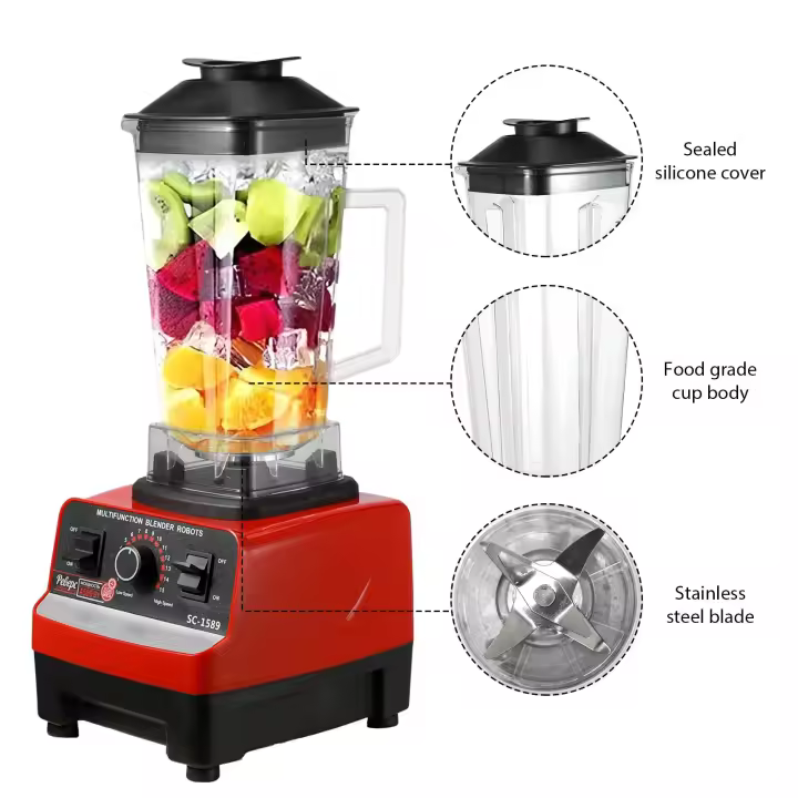 Batidora de Vaso- Licuadora duradera 2 en 1 de 2000W, licuadora estacionaria para procesador de alimentos, batido de helado para exprimidor de cocina - details 2