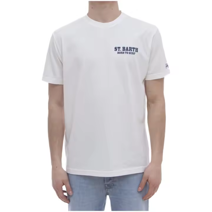 Camiseta MC2 SAINT BARTH Snoopy  Surfer con Dibujo en la Espalda Color Crudo - 1