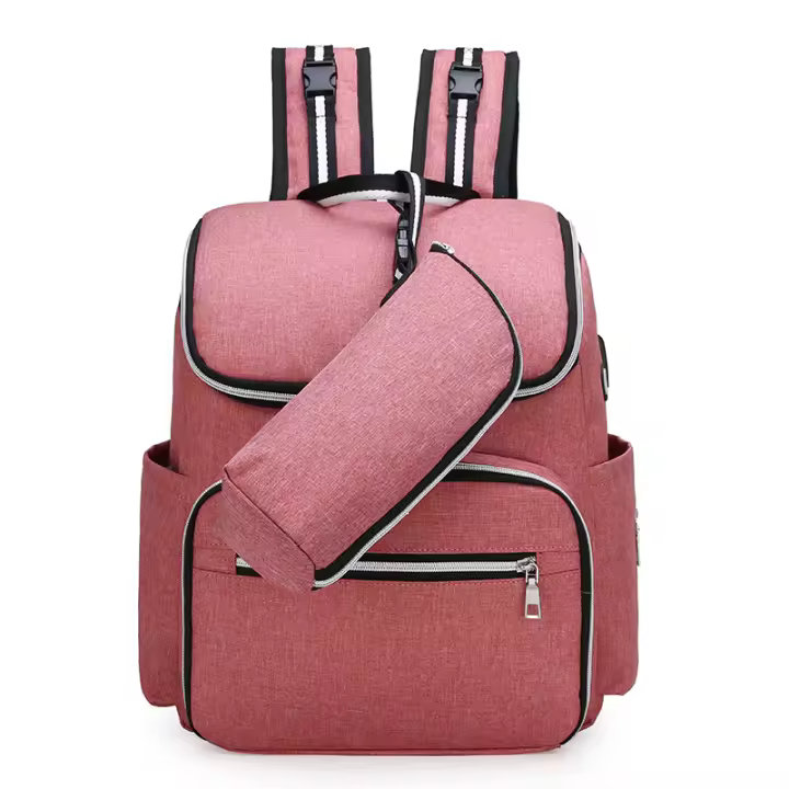 Mochila Casual Unisex USB Cargado Negro Sólido Polyester Bolsa De Viaje Para Hombre/Mujer Estudiante Chico/Chica - 1