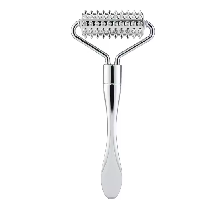 Rodillo De Masaje Facial Y Corporal Con Agujas Microneedles Aplicador De Crema Facial Herramienta Para Adelgazamiento Facial Y Cuidado De La Piel - 1