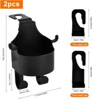 Pack de 2 ganchos para respaldos de asientos de coche, ganchos para reposacabezas de coche, gancho para reposacabezas 2 en 1, portavasos para botella de agua, bolso y teléfono - details 0