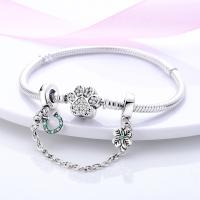 Cadena De Seguridad De Plata Esterlina 925 Estrella Luna Corazón Bordeado Con Clip De Silicona Para Pulsera Original Joyería DIY Regalo - details 12