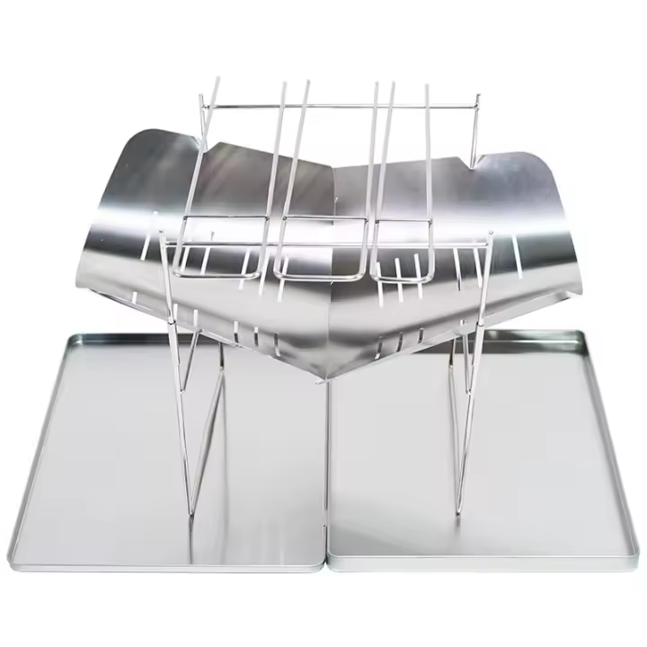 Parrilla de barbacoa con caja de almacenamiento, mesa de fuego plegable y fácil de guardar, parrilla, horno de leña - 1