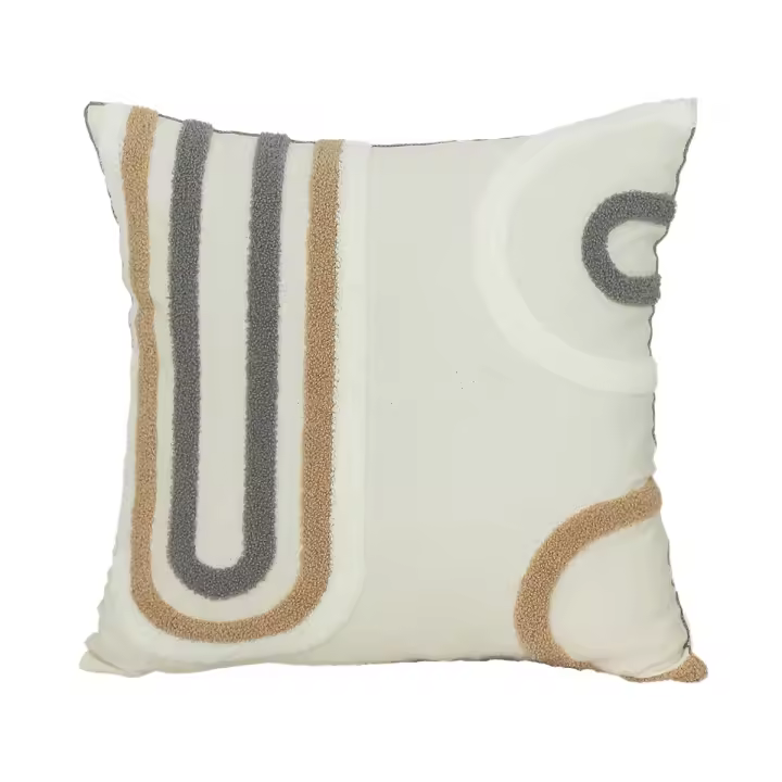 Funda De Cojín De Lona Bordada 1pc Estilo De Pasarela Círculo Suave Y Estilizado Para Decoración De Hogar - 1