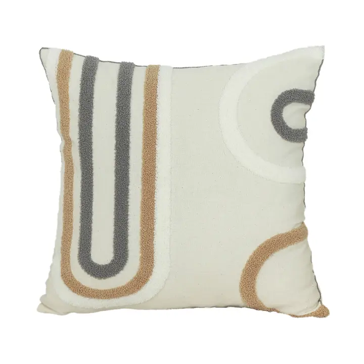 Funda De Cojín De Lona Bordada 1pc Estilo De Pasarela Círculo Suave Y Estilizado Para Decoración De Hogar - 1