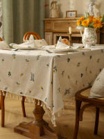 Mantel De Lino Rectangular Texturizado Con Flores Resistente a Manchas Y Caída Ligero Para Cocina Uso En Fiesta Banquete Hotel - details 8