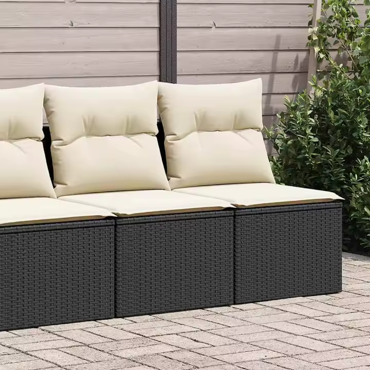 vidaXL Set sofás jardín y cojines 2 pzas ratán sintético acacia beige en color beige y gris/Marrón/Negro y crema y más | acolchados duraderos para sofás de jardín terraza exterior - 1
