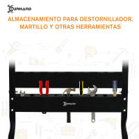DURHAND Banco de Trabajo Plegable Mesa de Trabajo Portátil con 4 Abrazaderas Agujeros para Sierra Uso Doméstico Carpintería Hierro MDF Soporta 70 kg 56x62x75 cm Natural Negro - details 1