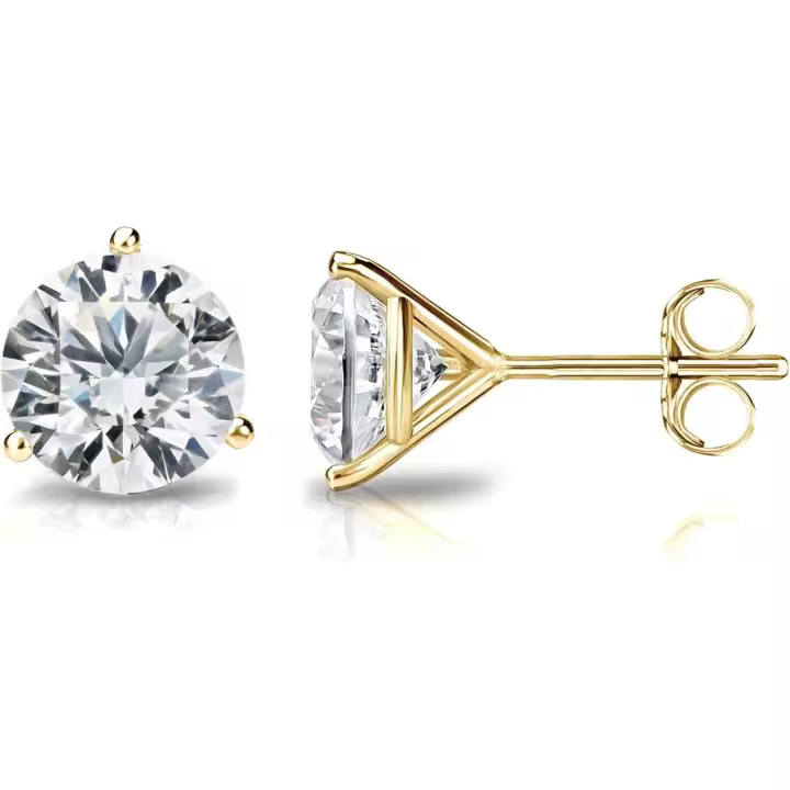 14K Chapado en oro de Plata esterlina Cubic Zirconia Stud Pendientes para las mujeres | Diamond simulado CZ Pendientes - 1