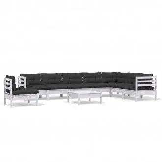 VIDAXL 3096738 juego de muebles para el jardín con una mesa fabricada en madera de color blanco vida xl - 1