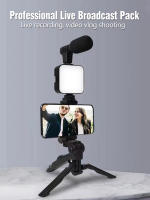 Kit De Vlog Para Smartphone Con Trípode Soporte Microfono Mini Luz De Rellenado LED Para TikTok Transmisiones En Vivo YouTube - details 0