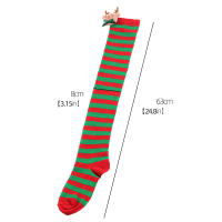 Novena Medias Navideñas Decorativas De Muñeca Calcetines De Pierna Sobre La Rodilla Estampado De Ciervo Y Rayas Para Mujer - details 21