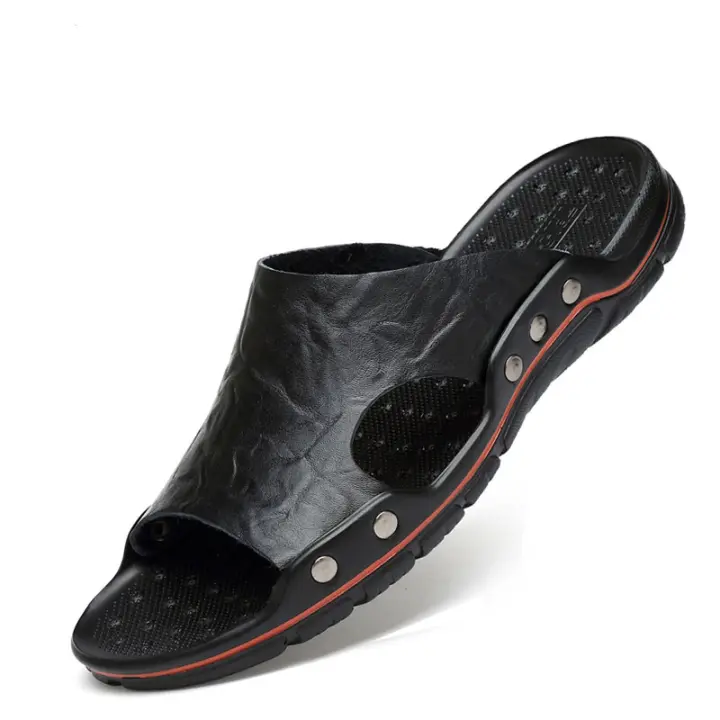 MAEDEF Sandalias De Hombre Para Verano 2024 Cuero PU Suave Y Ligeras Zapatillas De Playa Comodidad Alta Estilo Casual Con Decoración Metálica - 1